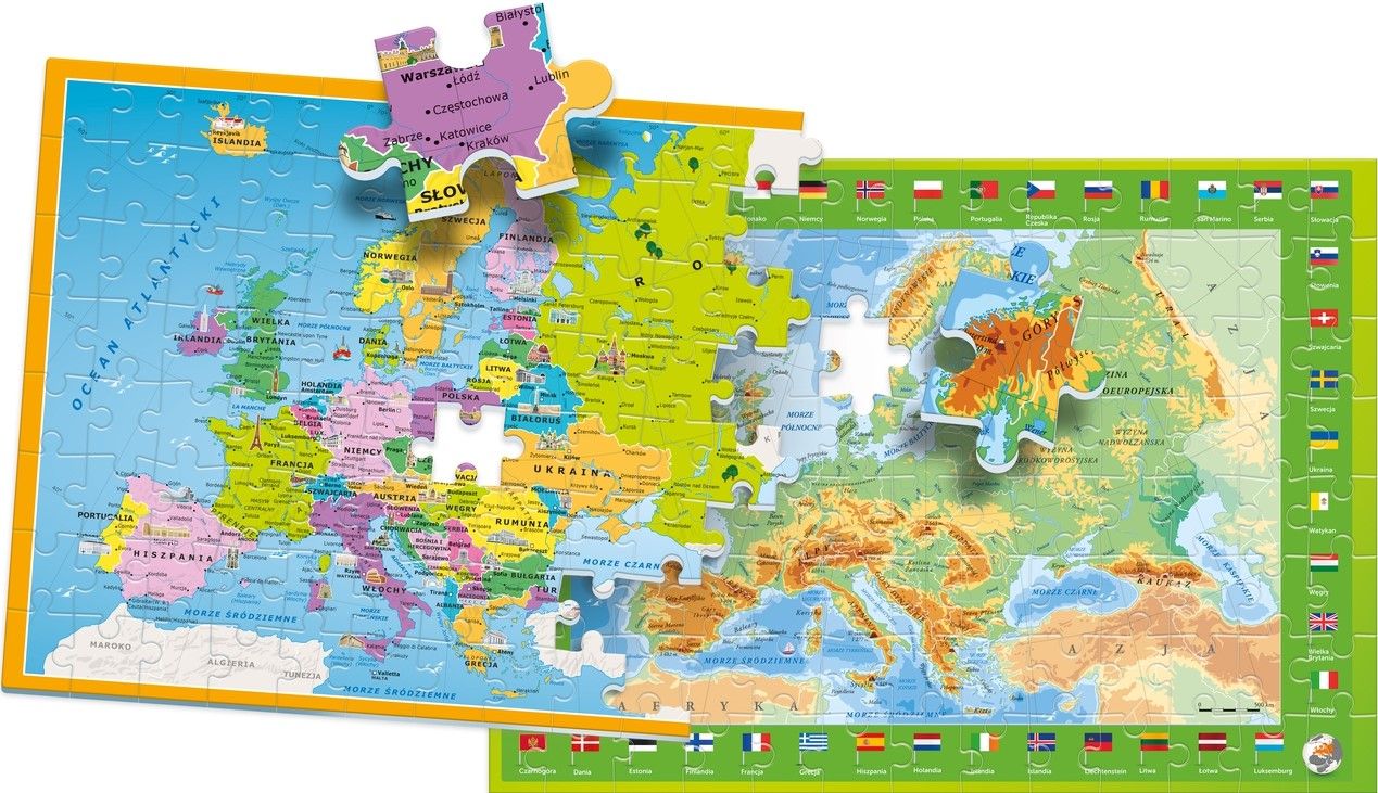 Clementoni Odkrywamy Europę Puzzle Mapa Europy Flagi Państw 50020