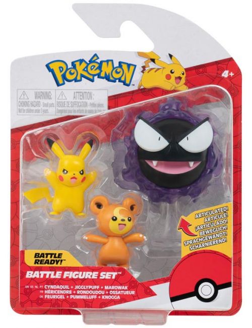 Pokemon Battle Ready! Figurki Pikachu Teddiursa Gastly 3-pak 2347