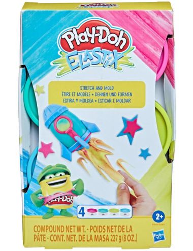 Play-Doh Elastix 4-Pak Zestaw Tuba Kubeczek Róż Żółty Niebieski Zielony Hasbro E9864