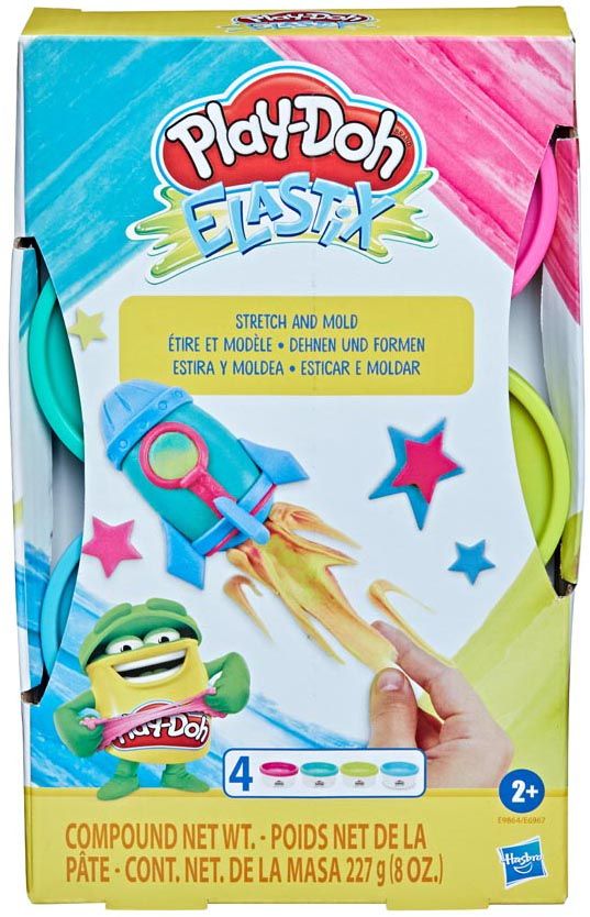 Play-Doh Elastix 4-Pak Zestaw Tuba Kubeczek Róż Żółty Niebieski Zielony Hasbro E9864