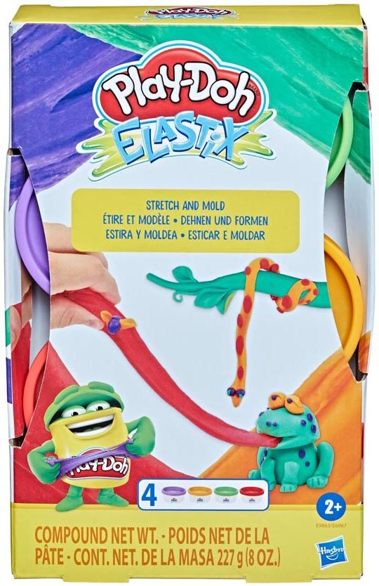 Play-Doh Elastix 4-Pak Zestaw Tuba Kubeczek Fiolet Zielony Czerwony Pomarańczowy Hasbro E9863