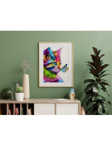 Malowanie Po Numerach Kot z Motylem Płótno Zestaw Kreatywny Norimpex 1005604