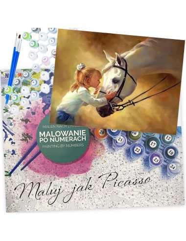 Malowanie Po Numerach Koń z Dziewczyną Płótno Zestaw Kreatywny Norimpex 1005641