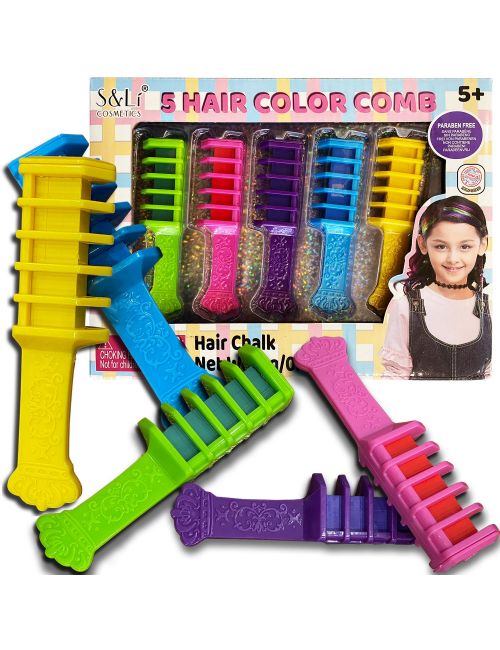 Norimpex Kreda do Włosów Zmywalna Hair Color Comb Grzebień 5 Kolorów 1005974