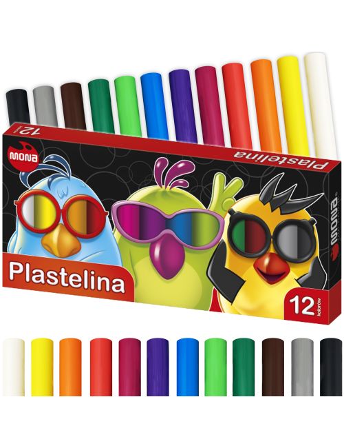 Mona Plastelina Okrągła 12 Kolorów 15g Zestaw 0043
