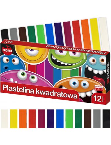 Mona Plastelina Kwadratowa 12 Kolorów 18g Zestaw 0111