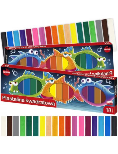 Mona Plastelina Kwadratowa 18 Kolorów 18g Zestaw 0128