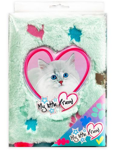 Pamiętnik z Kłódką Włochacz 3D Pastel Cat Kotek 96 Kartek A5 3118
