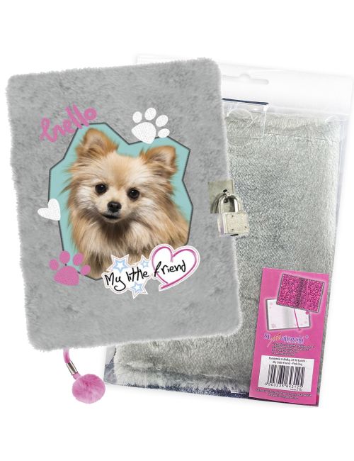 Pamiętnik z Kłódką Włochacz 3D Pink Dog Piesek 96 Kartek A5 3125