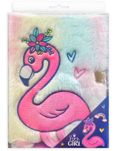 Pamiętnik z Kłódką Włochacz 3D Tropical Flamingo Flaming 96 Kartek A5 3224