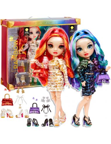 Rainbow High Twins Laurel i Holly De’V Bliźniaczki Lalki Siostry 2-pak Akcesoria 577553
